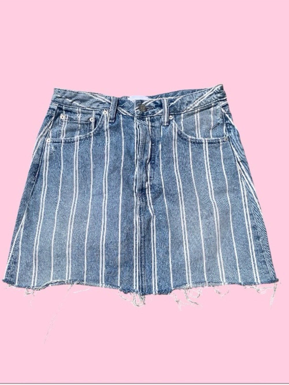 BOYISH The Corey Frayed Striped Mini Skirt Size 27